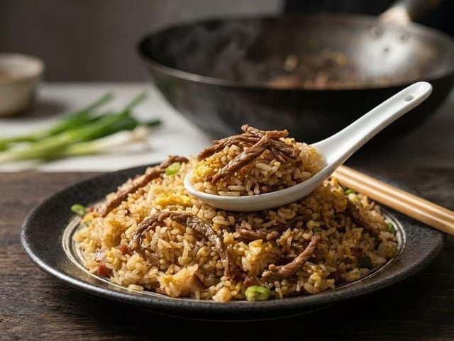 Reren Fried Rice With Beef 牛肉炒饭.