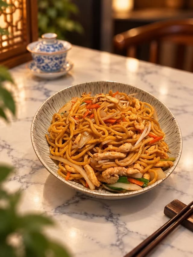 Reren Lomein with Chicken 鸡肉捞面.
