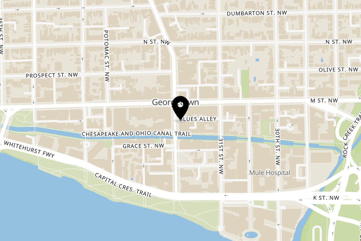 Map showing the location of Reren Lamen & Bar Georgetown on 1073 Wisconsin Ave NW 2nd Floor in Washington